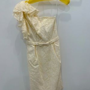 Classic Priscilla of Boston asymmetrical cream dress. Size 2 and made in USA.
